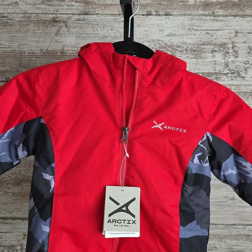 Arctix Insulated Red Grey and Camouflage Winter Hooded Coat Kids Size 3T NWT